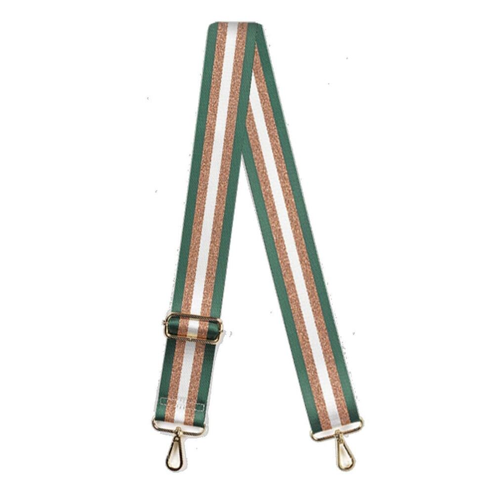 Green & Bronze Metallic Stripe Crossbody Strap
